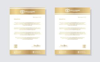 gold luxury letterhead design template for company stationery design vector