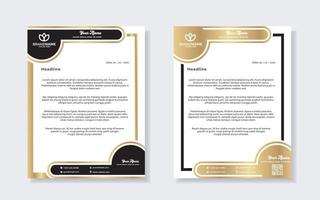 gold luxury letterhead design template for company stationery design vector