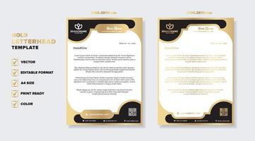 plantilla de diseño de membrete de lujo dorado para diseño de papelería de empresa vector