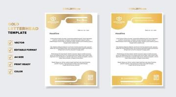 plantilla de diseño de membrete dorado de lujo para papelería para formato editable de empresa comercial vector