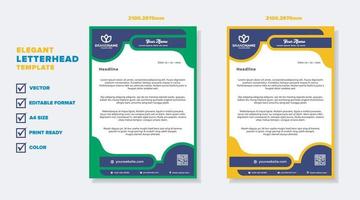 modern elegant of letterhead template for stationary design for business corporation with yellow and blue color editable format vector