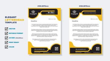 modern elegant of letterhead template for stationary design for business corporation with yellow and blue color editable format vector