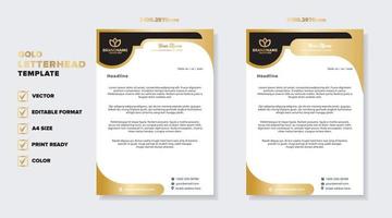 luxury golden letterhead design template for stationary for business corporation editable format vector