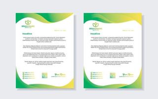 moderno y elegante de plantilla de membrete para diseño estacionario para corporación comercial con formato editable de color amarillo y verde vector