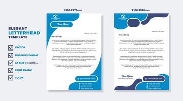 modern elegant of letterhead template for stationary design for business corporation with blue color editable format vector