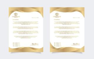 gold luxury letterhead design template for company stationery design vector