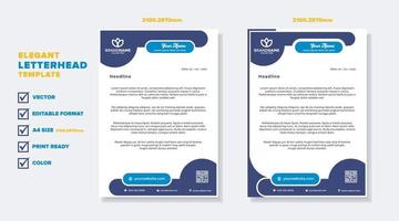 modern elegant of letterhead template for stationary design for business corporation with blue color editable format vector