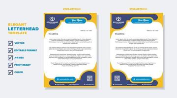 modern elegant of letterhead template for stationary design for business corporation with yellow and blue color editable format vector