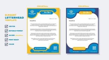 modern elegant of letterhead template for stationary design for business corporation with yellow and blue color editable format vector