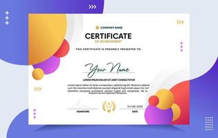 Modern of achievement certificate template vector