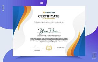 Modern of achievement certificate template vector