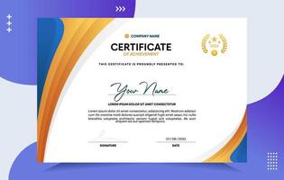 Modern of achievement certificate template vector