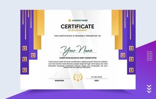 Modern of achievement certificate template vector