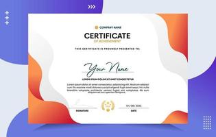 Modern of achievement certificate template vector