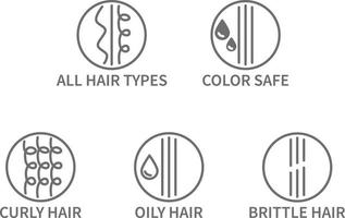 Hair Types Cosmetic Line Icon Set vector