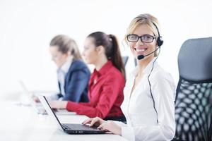 business woman group with headphones photo