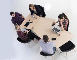 aerial view of business people group on meeting photo