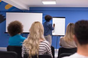 Black woman Speaker Seminar Corporate Business Meeting Concept photo