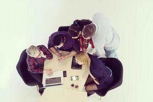 aerial view of business people group on meeting photo