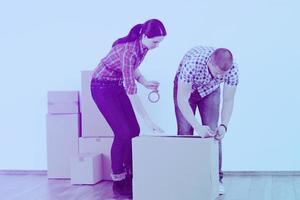 Young couple moving in new home photo