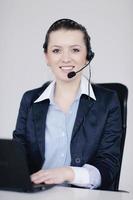 business woman group with headphones photo