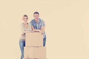 Young couple moving in new home photo