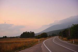 road through the green field photo