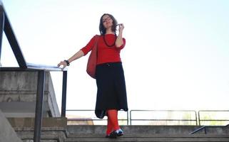 Red socks woman photo