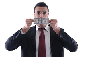 Business man holding money photo