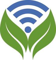 Leaves with network symbol inside vector