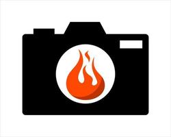 Camera with fire shape inside vector