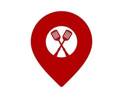 Location pin with spatula inside vector