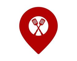 Location pin with spatula inside vector