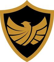 Shield with bird shape inside vector