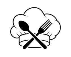 Chef hat with spoon and fork inside vector