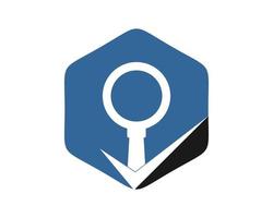 Hexagon with magnifying and check inside vector