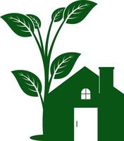 House shape with green tree vector