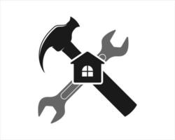 Hummer and wrench with house inside vector