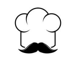 gorro de cocinero con bigote por dentro vector