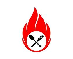 Fire with spoon and fork inside vector