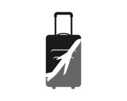 suitcase with plane silhouette inside vector