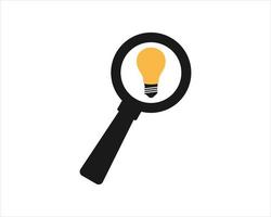 Magnifying glass with bulb inside vector