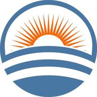 Circle shape with sunset inside vector