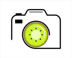 Camera with kiwi fruit inside vector