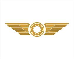 Wings with camera lens inside vector