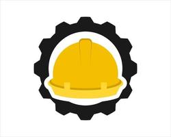Gear with building hat inside vector