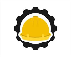 Gear with building hat inside vector