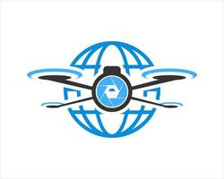 Globe with drone shape inside vector