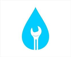 Water drop with wrench inside vector