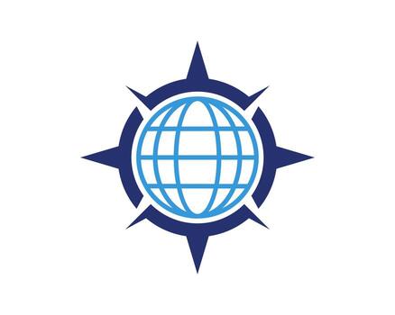 Compass with globe shape inside vector